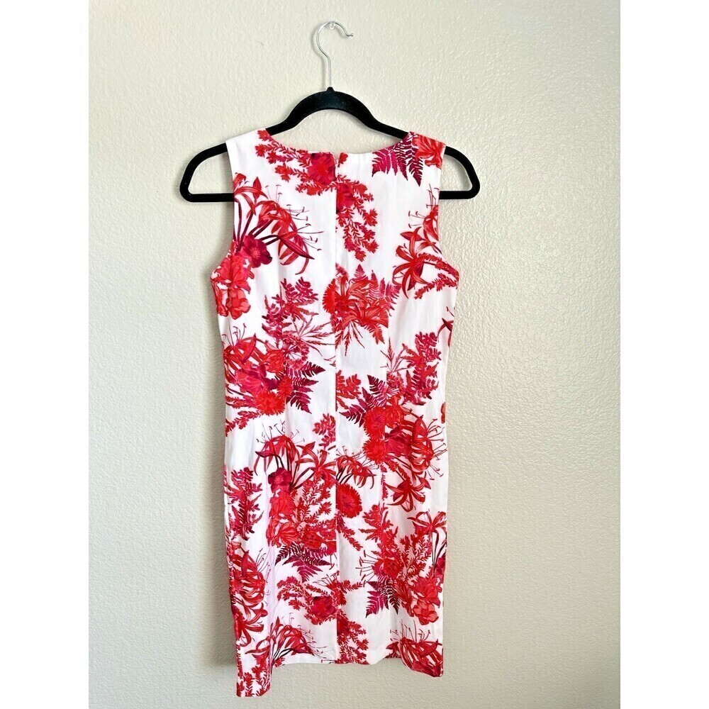 NEW Mario Serrani Italy Stretch Shift Dress Women's Size 4 Red Floral Sleeveless - Picture 2 of 7